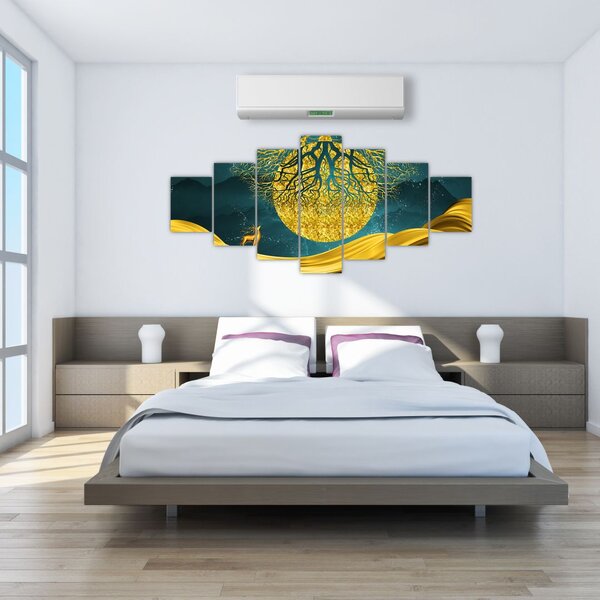 Obraz - Abstrakce, Zlatá krajina (210x100 cm)