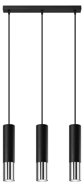 Závěsné svítidlo Loopez, 3x černé kovové stínítko, ch