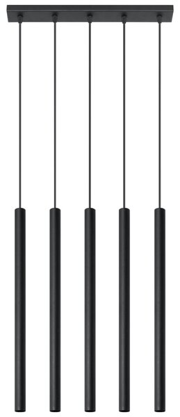 Závěsné svítidlo Pastelo, 5x černé kovové stínítko