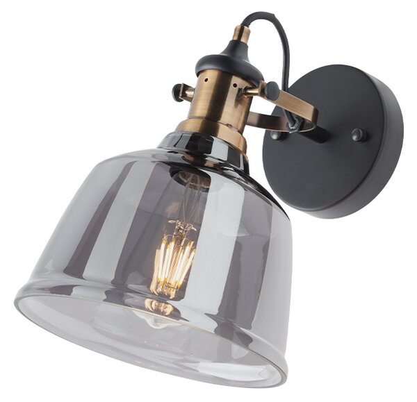 Smarter 01-1382 LARRY - Naklápěcí nástěnná lampička s kouřovým foukaným sklem