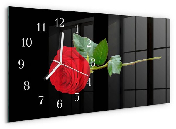 Skleněné hodiny horizontální Růže zsppb-60x30-00295229