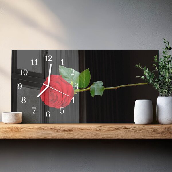 Skleněné hodiny horizontální Růže zsppb-60x30-00295229