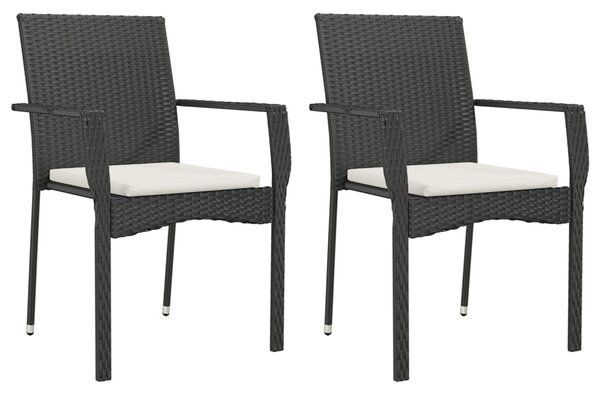 3dílný zahradní jídelní set s poduškami černý polyratan 3184987