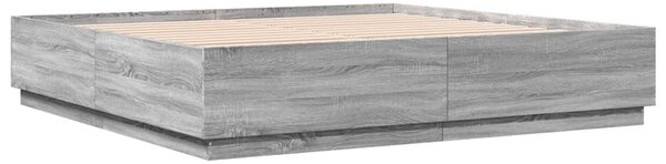 Rám postele s LED osvětlením šedý sonoma 200 x 200 cm kompozit 3209588