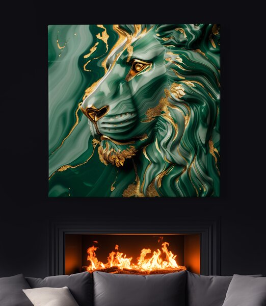 Obraz na plátně - Lev Zlatý Emerald FeelHappy.cz Rozměr obrazu (Šířka x Výška): 60 x 60 cm