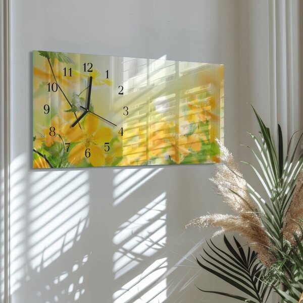 Skleněné hodiny horizontální Květiny zsppc-60x30-00295344