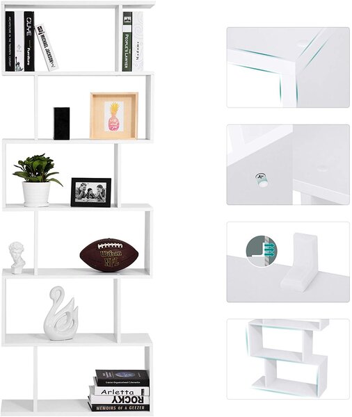 SONGMICS Designový regál 6 polic bílý