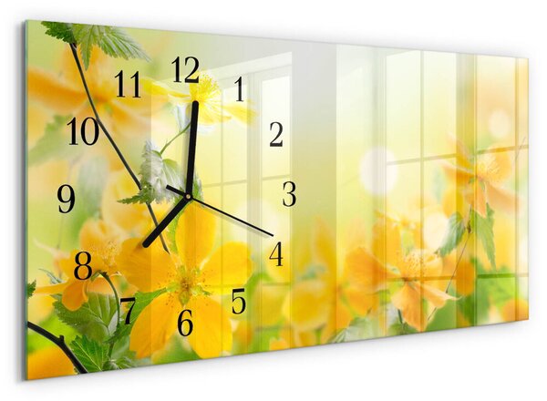 Skleněné hodiny horizontální Květiny zsppc-60x30-00295344