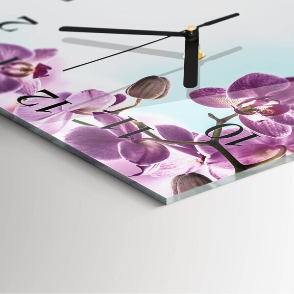 Skleněné hodiny na stěnu Orchidej zskc-30x30-00178470
