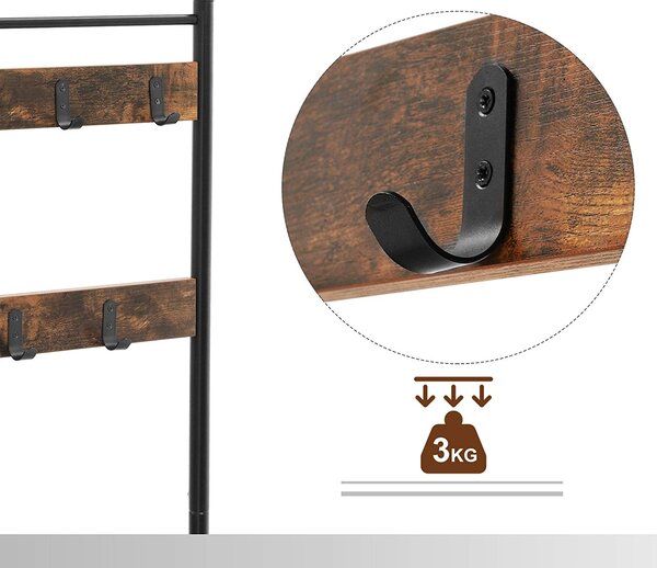 VASAGLE Předsíňový věšák s botníkem v průmyslovém designu