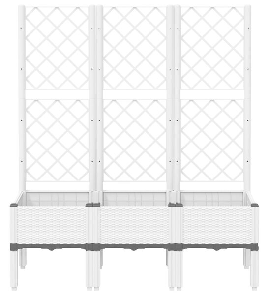 Zahradní truhlík s treláží bílý 120 x 40 x 142 cm PP