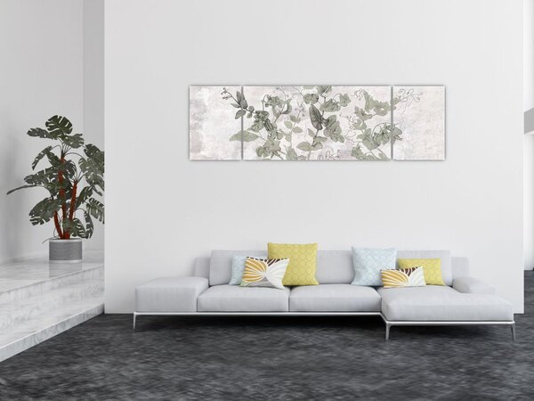 Obraz - Rostliny v omítce (170x50 cm)