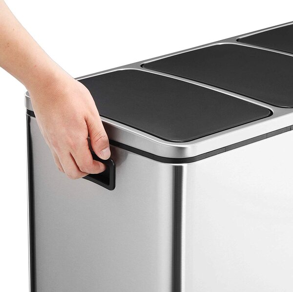 SONGMICS Odpadkový koš na tříděný odpad 3 x 18 L stříbrný