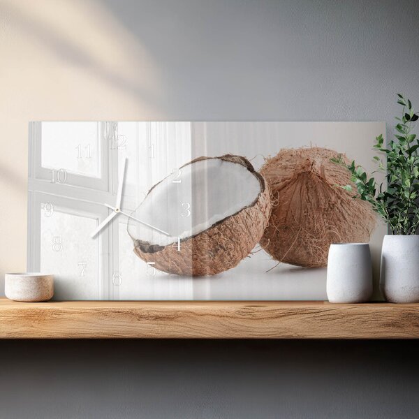 Skleněné hodiny horizontální Kokosové ořechy zsppb-60x30-00295254