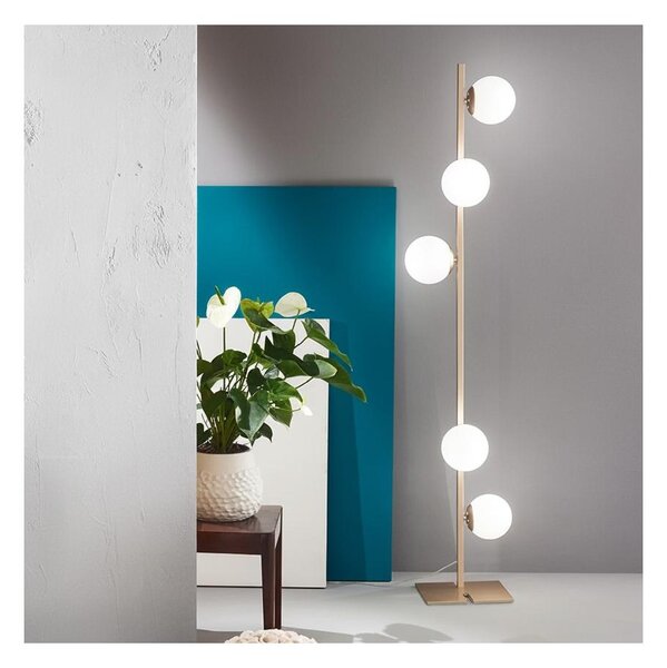 Ondaluce - Stojací lampa MONILE 5xE14/10W/230V 170 cm zlatá/bílá