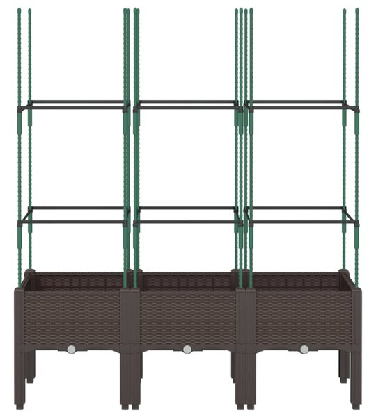Zahradní truhlík s treláží hnědý 120 x 40 x 142,5 cm PP
