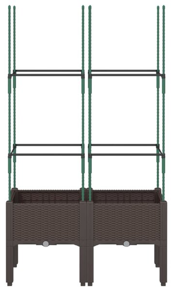 Zahradní truhlík s treláží hnědý 80 x 40 x 142,5 cm PP