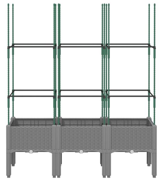 Zahradní truhlík s treláží světle šedý 120 x 40 x 142,5 cm PP