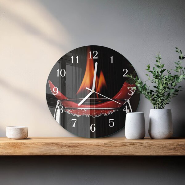 Skleněné hodiny na stěnu Chilli Fire zsob-fi30-00079792