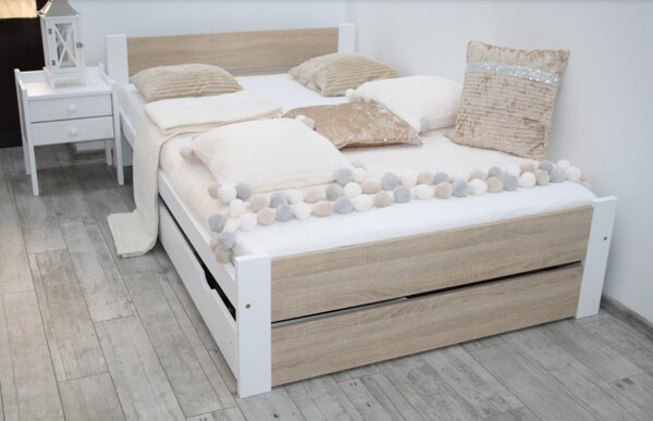 Manželská postel LEA s roštem | 140 x 200 cm Barva: dub sonoma