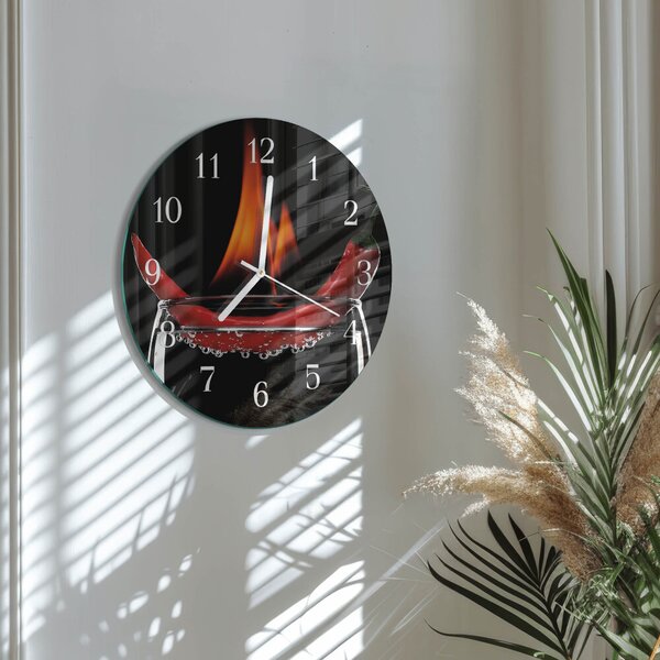 Skleněné hodiny na stěnu Chilli Fire zsob-fi30-00079792