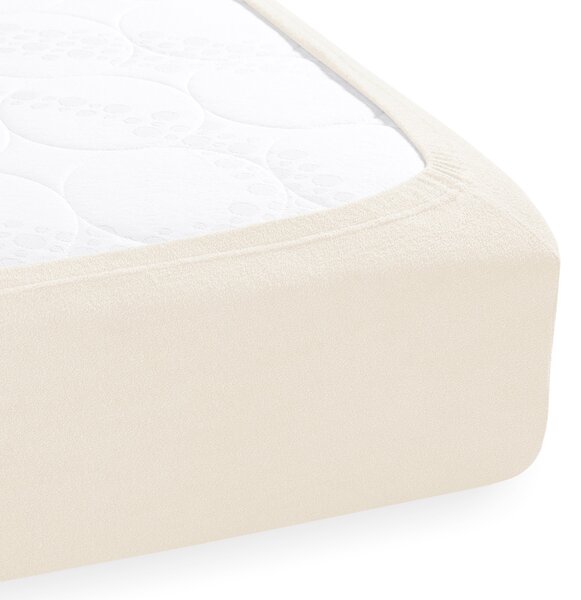 Froté napínací prostěradlo na extra vysokou matraci FR-002 Smetanové 200 x 200 - výška 40 cm