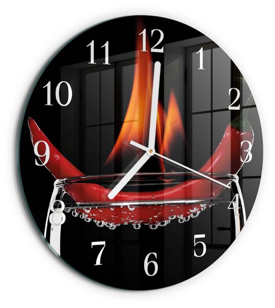 Skleněné hodiny na stěnu Chilli Fire zsob-fi30-00079792