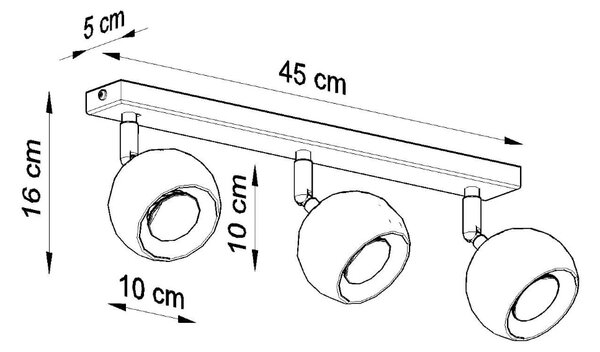 Bodové svítidlo Oculare, 3x černé kovové stínítko, (možnost polohování)