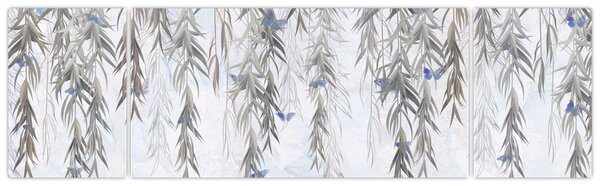 Obraz - Vrbové větvičky s motýly (170x50 cm)