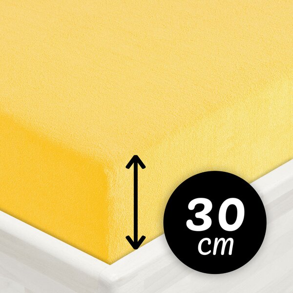 Froté napínací prostěradlo na vysokou matraci FR-003 Žluté 180 x 200 - výška 30 cm