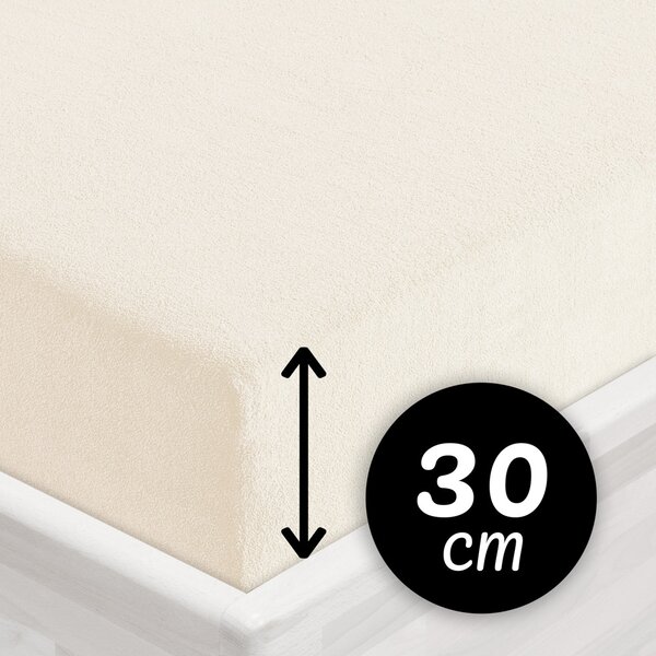 Froté napínací prostěradlo na vysokou matraci FR-002 Smetanové 180 x 220 - výška 30 cm