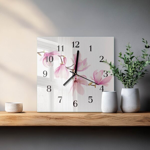 Skleněné hodiny na stěnu Magnólie zskc-30x30-00178743