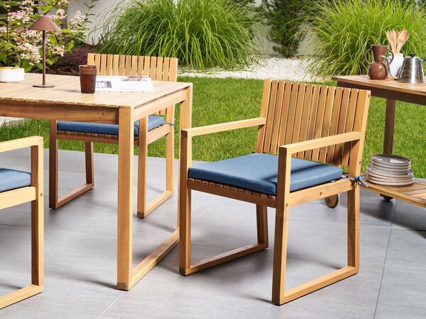 Sada 2 polštářů na zahradní židle SASSARI PREMIUM 46 x 46 cm Modrá