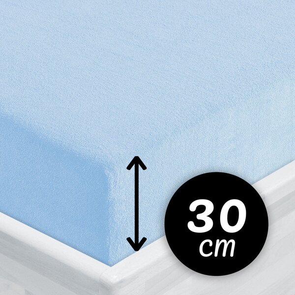 Froté napínací prostěradlo na vysokou matraci FR-014 Nebesky modré 80 x 200 - výška 30 cm