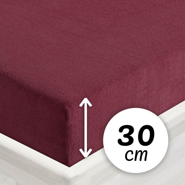 Froté napínací prostěradlo na vysokou matraci FR-011 Bordó 80 x 200 - výška 30 cm