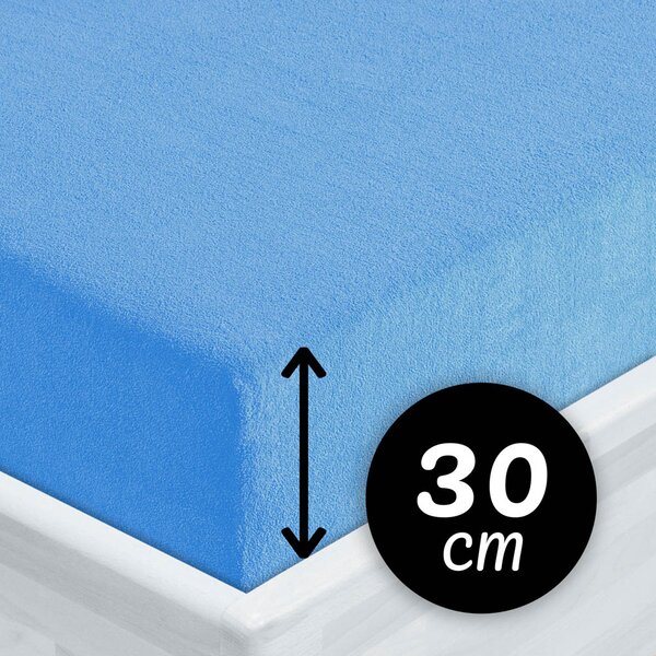 Froté napínací prostěradlo na vysokou matraci FR-015 Světle modré 80 x 200 - výška 30 cm