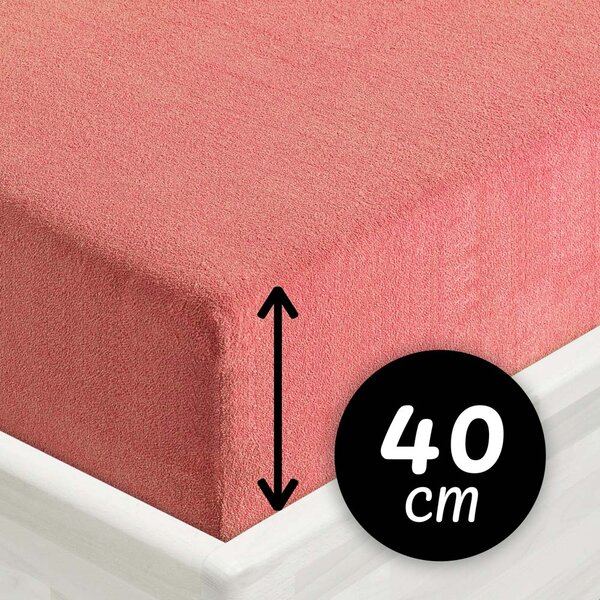 Froté napínací prostěradlo na extra vysokou matraci FR-001 Korálové 80 x 200 - výška 40 cm