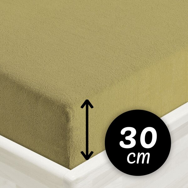 Froté napínací prostěradlo na vysokou matraci FR-020 Olivové 80 x 200 - výška 30 cm