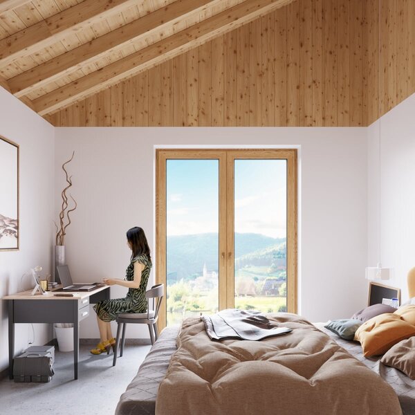 Stolní lampa Incline, bílé tělo svítidla