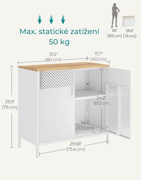 Kovová úložná skříňka BRIX, 76x80x40cm, hnědá/bílá SongmicsHome