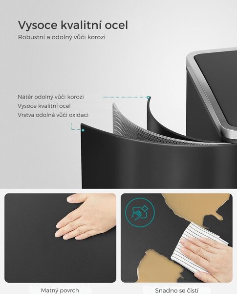 Koš na separování odpadu SORT, 2x30l+pytle na odpadky, černá/stříbrná SongmicsHome