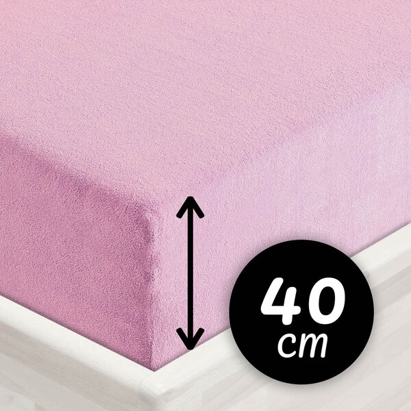 Froté napínací prostěradlo na extra vysokou matraci FR-008 Růžová lila 80 x 200 - výška 40 cm