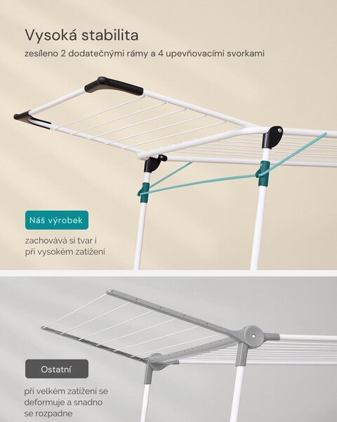 Sušák na prádlo BREEZE, 56,5x173x96,5cm, bílá SongmicsHome