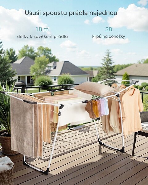 Sušák na prádlo BREEZE, 56,5x173x96,5cm, bílá SongmicsHome
