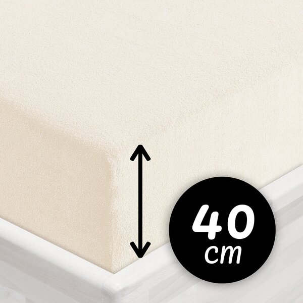 Froté napínací prostěradlo na extra vysokou matraci FR-002 Smetanové 200 x 200 - výška 40 cm