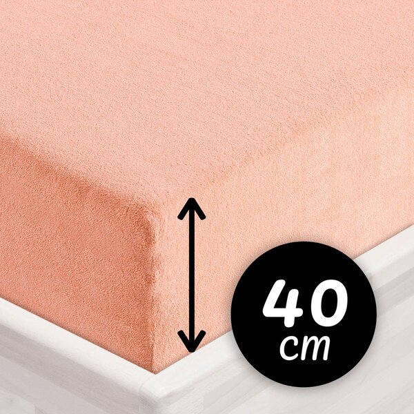 Froté napínací prostěradlo na extra vysokou matraci FR-005 Světle broskvové 80 x 200 - výška 40 cm