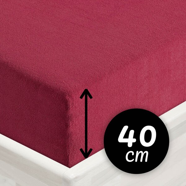 Froté napínací prostěradlo na extra vysokou matraci FR-010 Vínové 80 x 200 - výška 40 cm