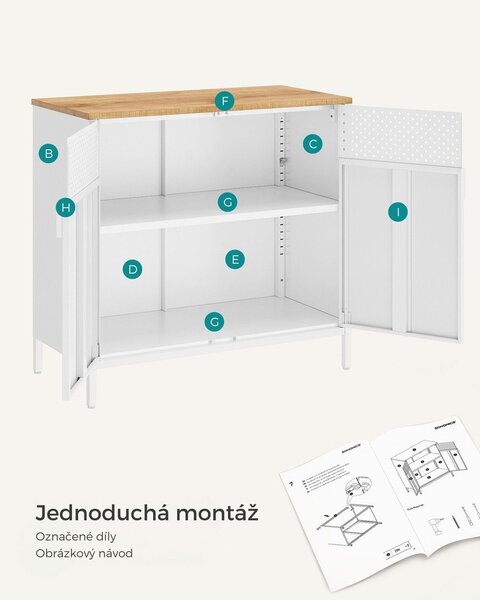 Kovová úložná skříňka BRIX, 76x80x40cm, hnědá/bílá SongmicsHome