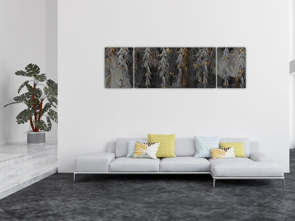Obraz - Vrbové větvičky v černém pozadí (170x50 cm)