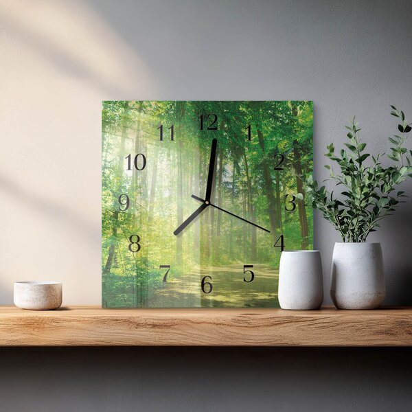 Skleněné hodiny na stěnu Lesní příroda zskc-30x30-00176933